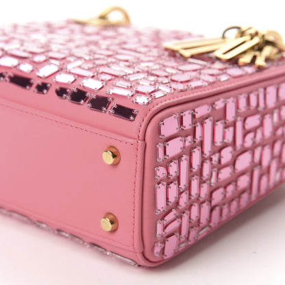 Christian Dior Smooth Calfskin Embroidered Mini Mosaic of Mirrors Lady Dior Pink 7 of 11