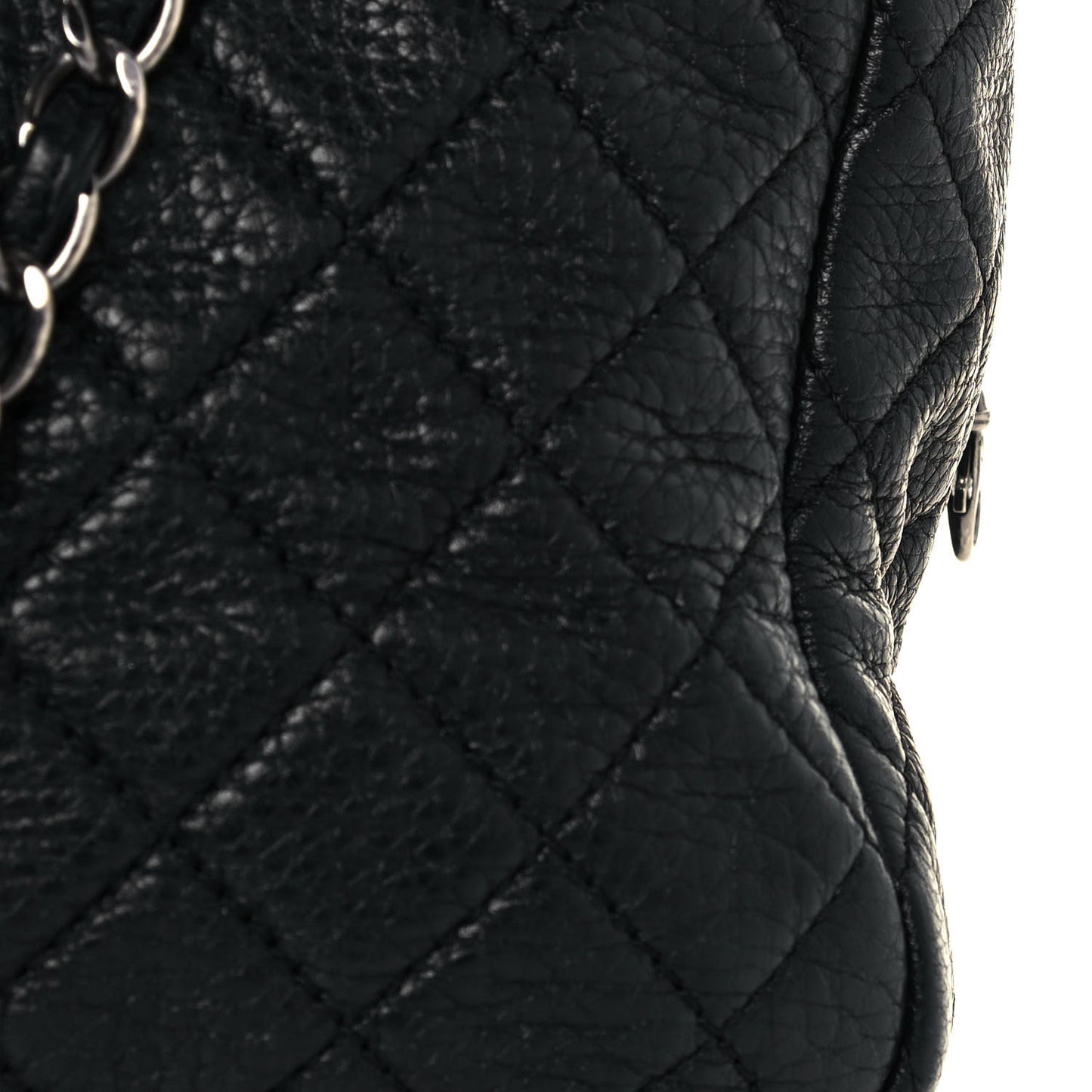 Calfskin Quilted XXL Travel Flap Bag Black