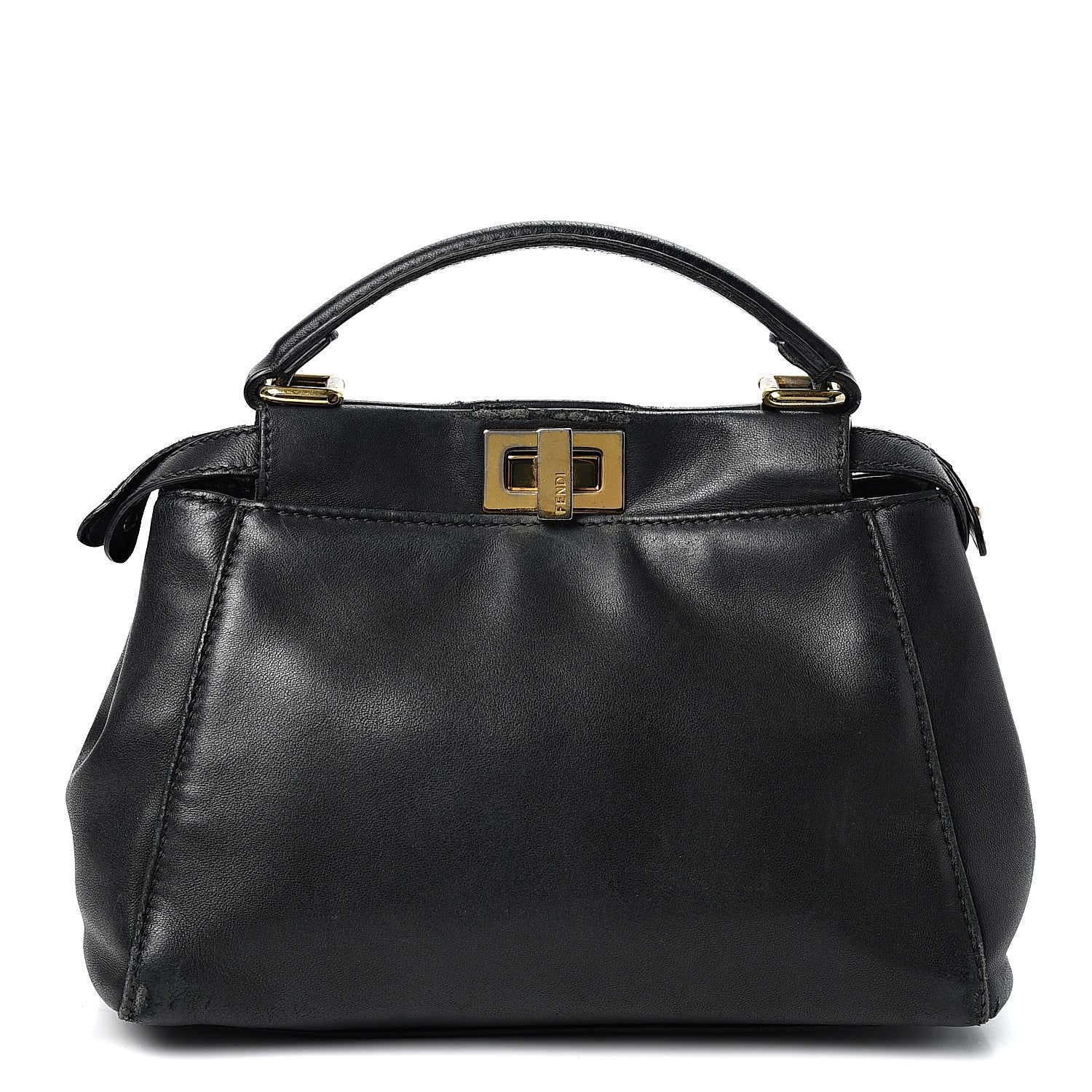Fendi Nappa Mini Peekaboo Iconic Satchel Black 1 of 16