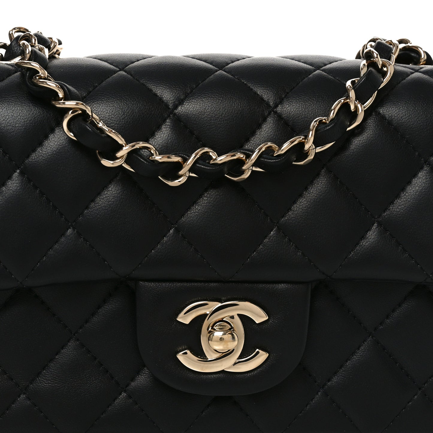 Lambskin Quilted Mini Rectangular Flap Black
