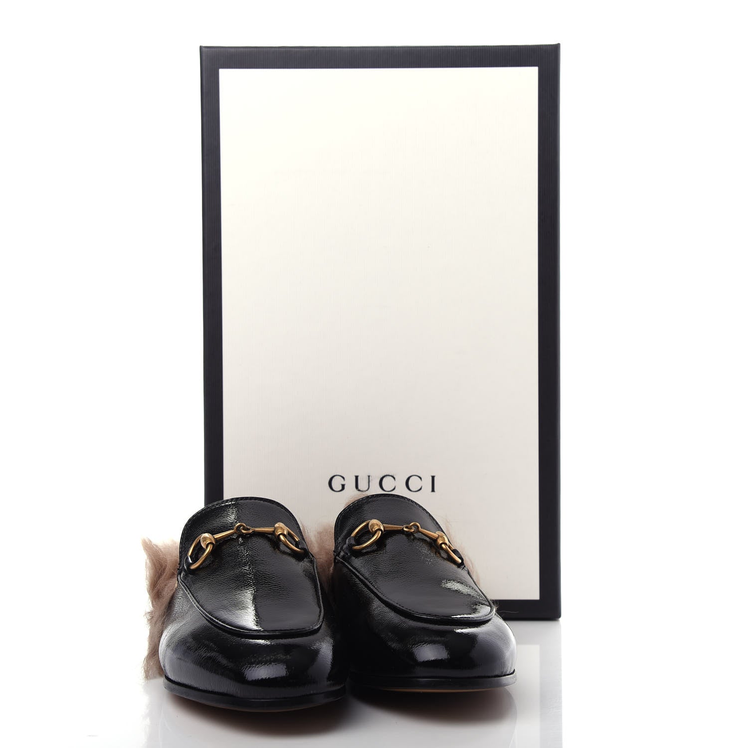 Gucci Patent Fur Womens Princetown Slippers 35 Black Natural 10 of 10
