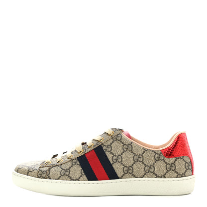 Gucci GG Supreme Monogram Womens Ace Low-Top Sneaker 38.5 Beige 1 of 9