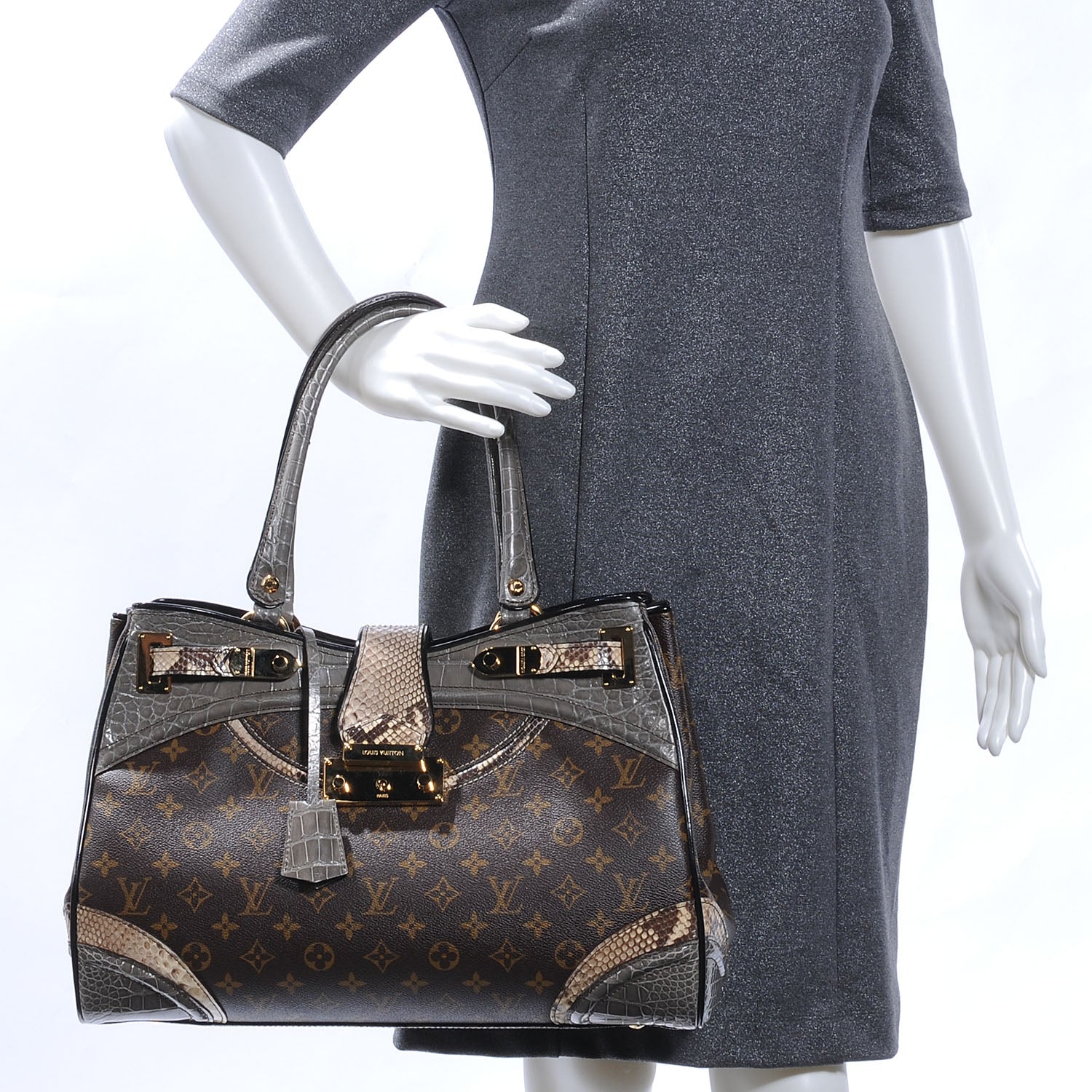 Louis Vuitton Monogram Python Alligator Monogramissime Exotic Shopper GM Gris 2 of 8