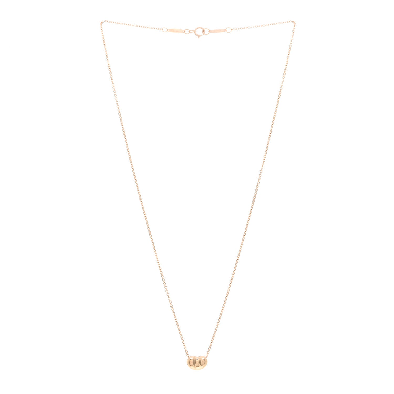 Tiffany 18K Rose Gold 9mm Elsa Peretti Bean Pendant Necklace 3 of 4