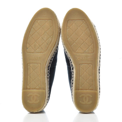 Chanel Velvet CC Espadrilles 36 Dark Navy Black 5 of 16