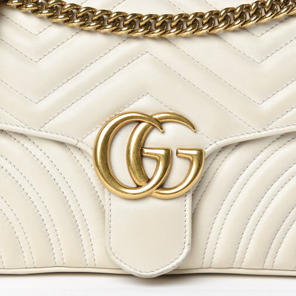 Gucci Calfskin Matelasse Small GG Marmont Shoulder Bag White 10 of 11