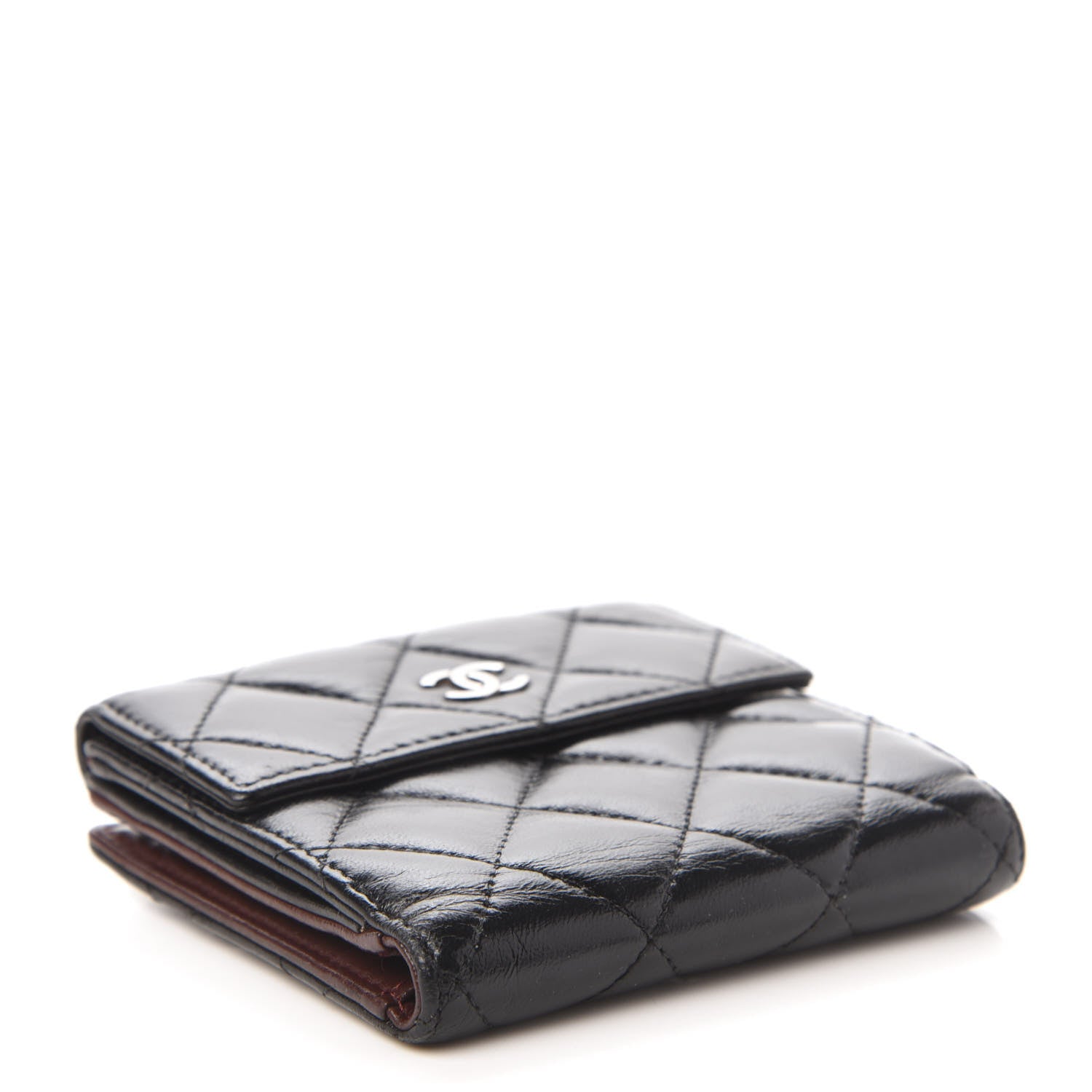 Chanel Lambskin Quilted Compact French Flap Wallet Black 4 of 10