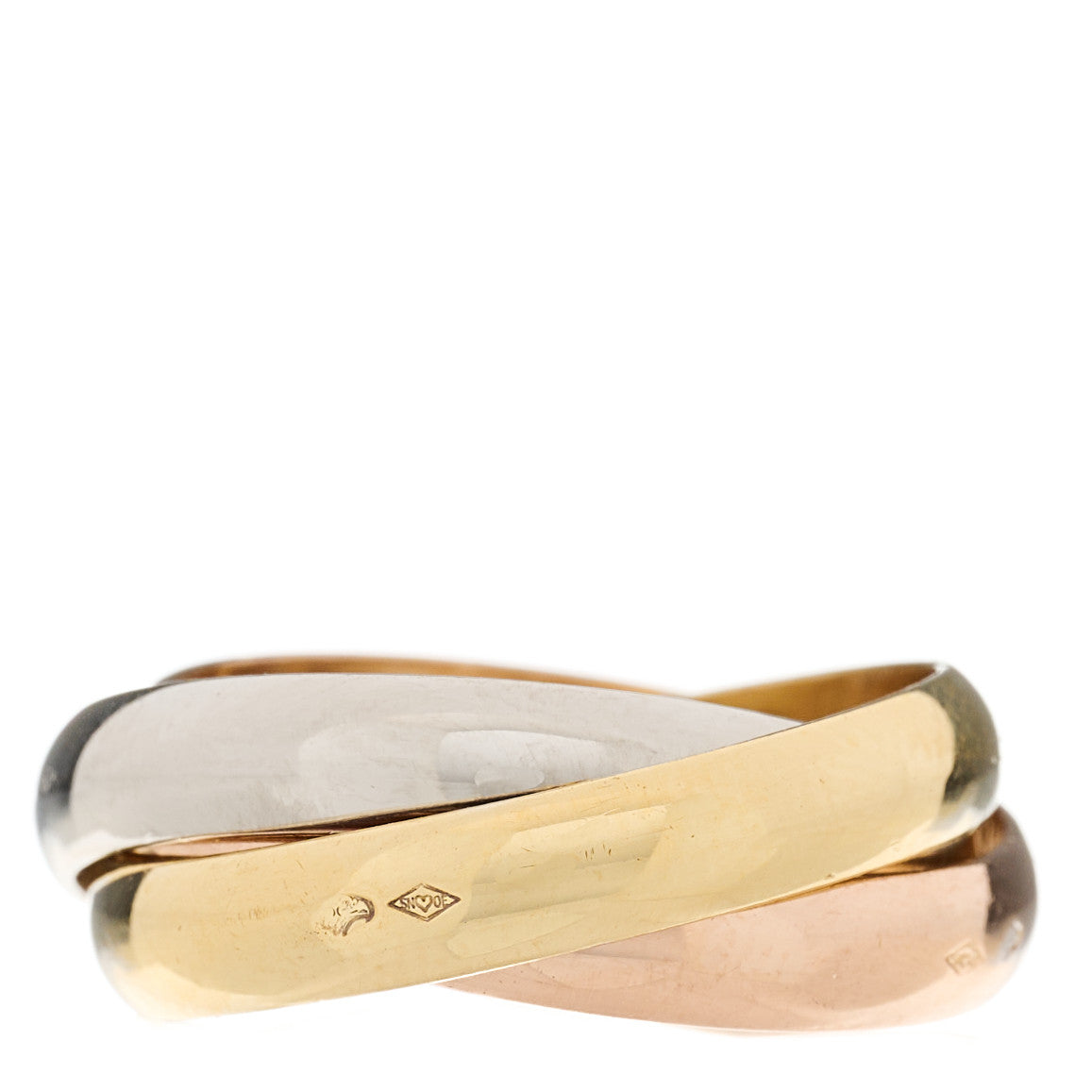 18K Pink Yellow White Gold Classic Les Must De Cartier Trinity Ring 52 6