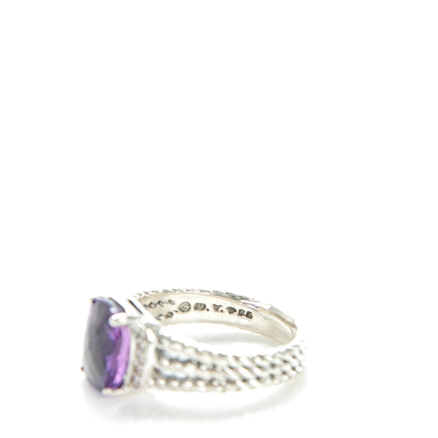 Sterling Silver Diamond Amethyst 10mm Petite Wheaton Ring 54 7
