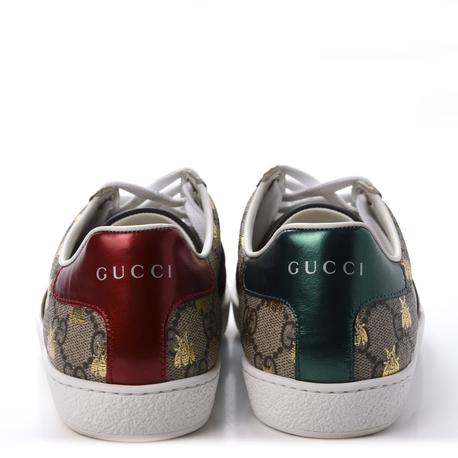 Gucci GG Supreme Monogram Bees Web Womens Ace Sneakers 36 Beige Oro Green Red 6 of 10