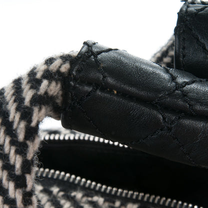 Chanel Wool Calfskin CC Chevron All Day Long Boston Black White 8 of 9