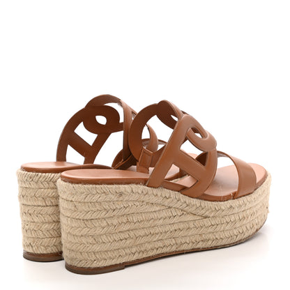 Hermes Nappa Ithea Espadrille Wedge Sandals 39 Naturel 4 of 10