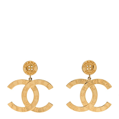 Chanel Metal Large Paris Button Earrings Gold 1 of 4