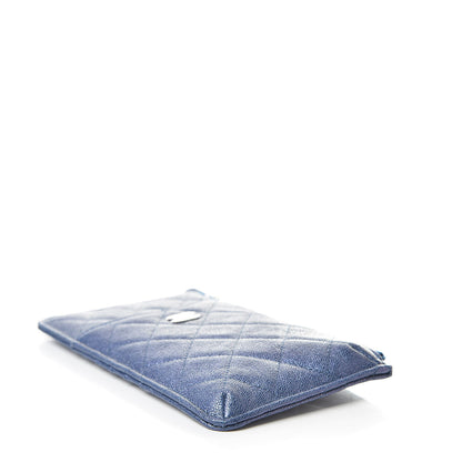 Chanel Iridescent Caviar Quilted Classic Flat Wallet Pouch Dark Blue 4 of 7