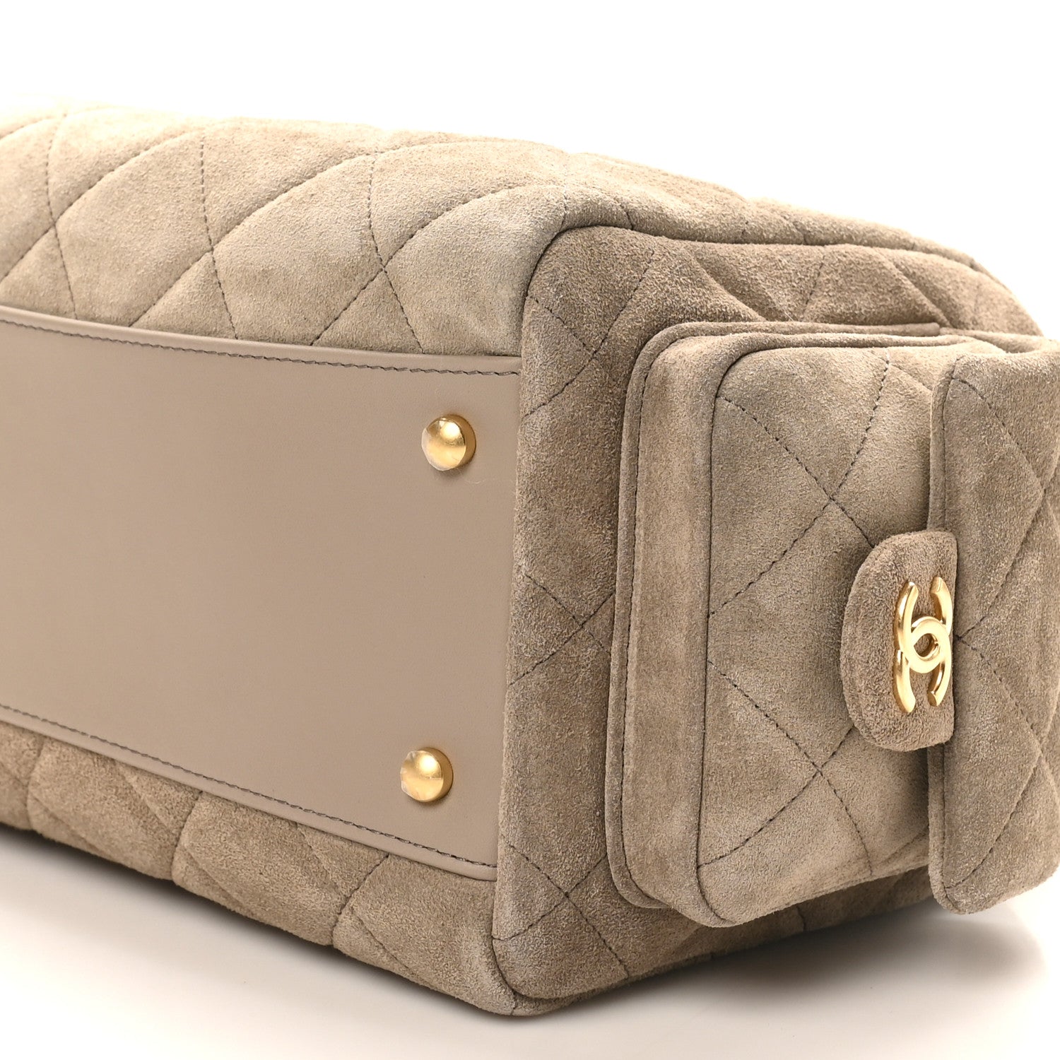 Chanel Suede Quilted Chanel 25 Bowling Bag Dark Grey 10 of 11
