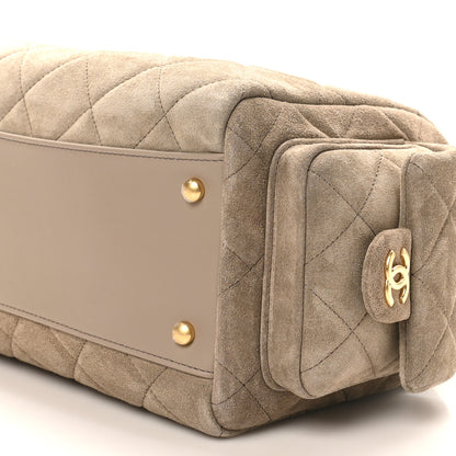 Chanel Suede Quilted Chanel 25 Bowling Bag Dark Grey 10 of 11