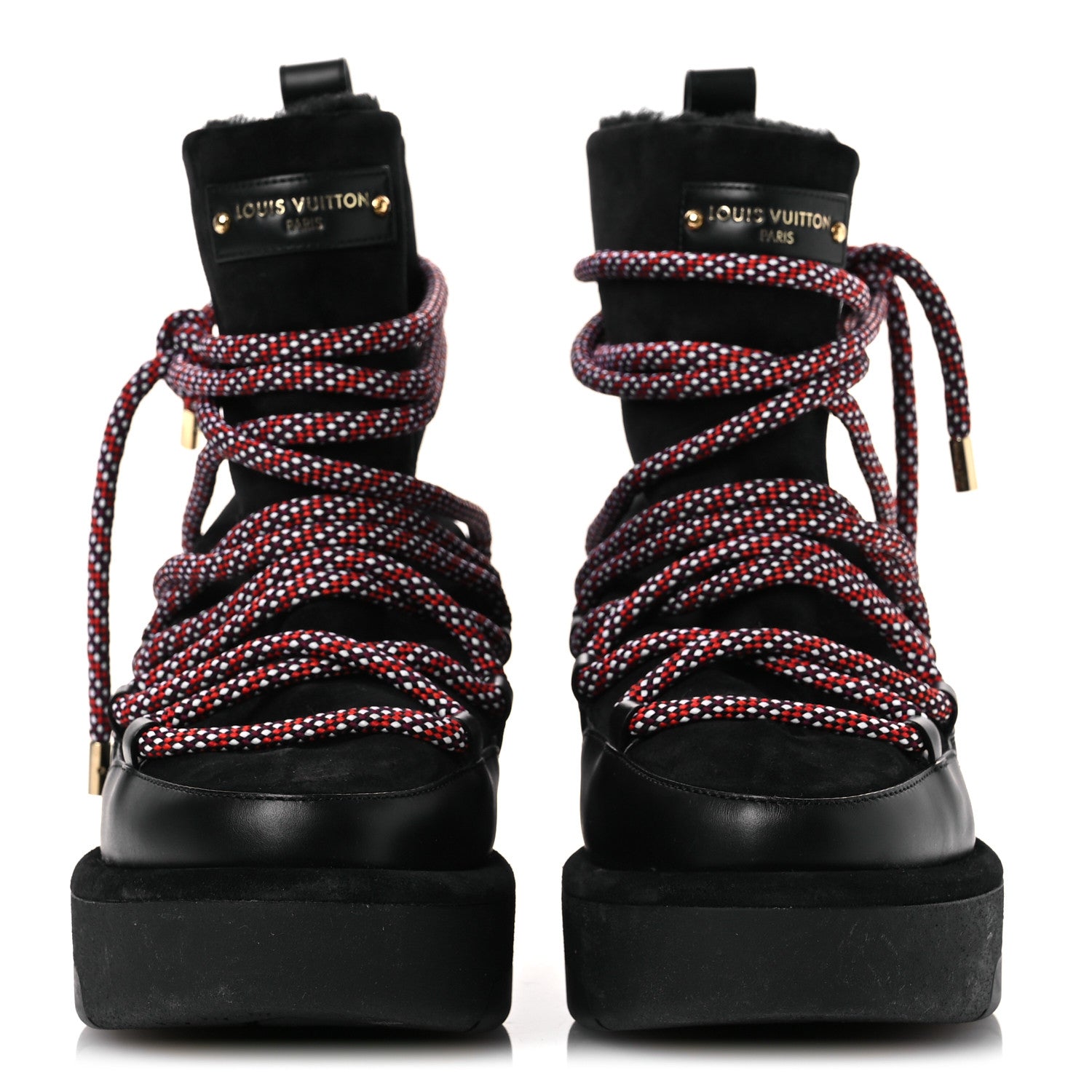 Louis Vuitton Suede Shearling Aspen Platform Ankle Boots 39.5 Black 3 of 11