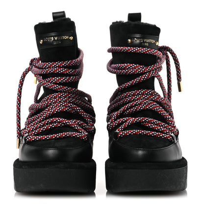 Louis Vuitton Suede Shearling Aspen Platform Ankle Boots 39.5 Black 3 of 11