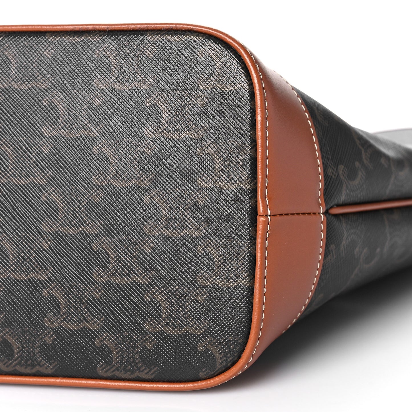 Triomphe Canvas Calfskin Small Bucket Bag Tan