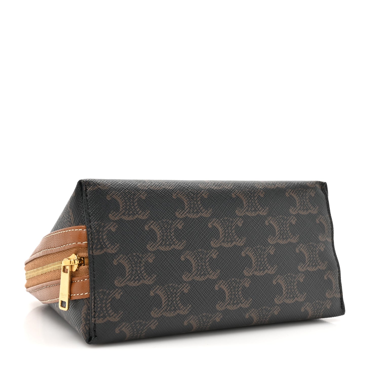 Triomphe Canvas Lambskin Clutch On Chain Tan