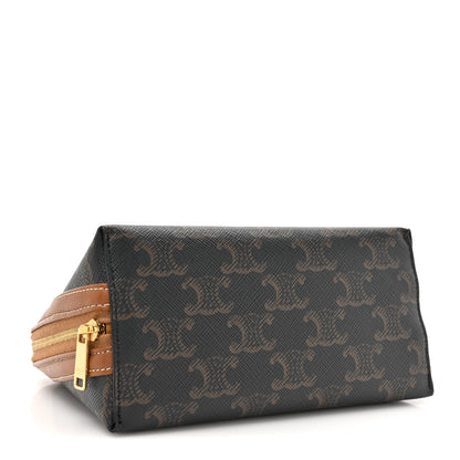 Celine Triomphe Canvas Lambskin Clutch On Chain Tan 4 of 10