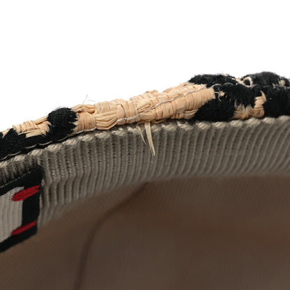 Gucci Raffia GG Monogram Elaphe Embroidered Aisha Baseball Hat XL Ivory Black 10 of 10