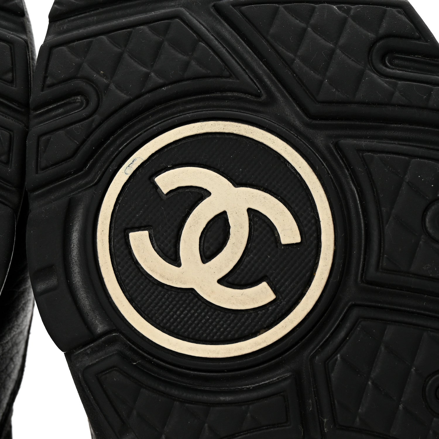 Chanel Mesh Suede Grained Calfskin Womens CC Sneakers 36.5 Black White 7 of 10