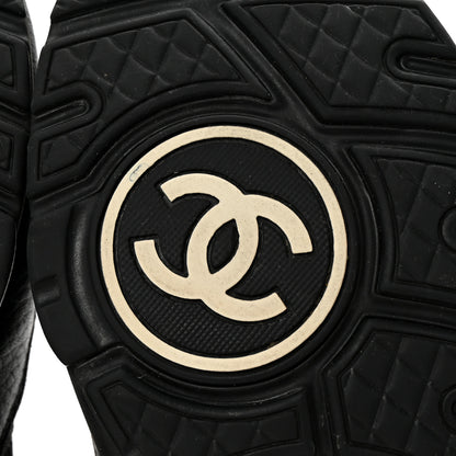 Chanel Mesh Suede Grained Calfskin Womens CC Sneakers 36.5 Black White 7 of 10