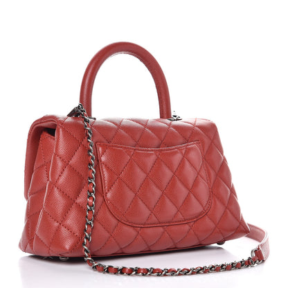 Chanel Caviar Quilted Mini Coco Handle Flap Red 3 of 8