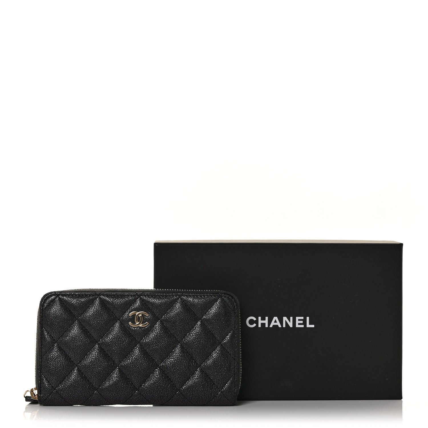 Chanel Iridescent Caviar Quilted Medium Zip Around Wallet Black 11 of 11