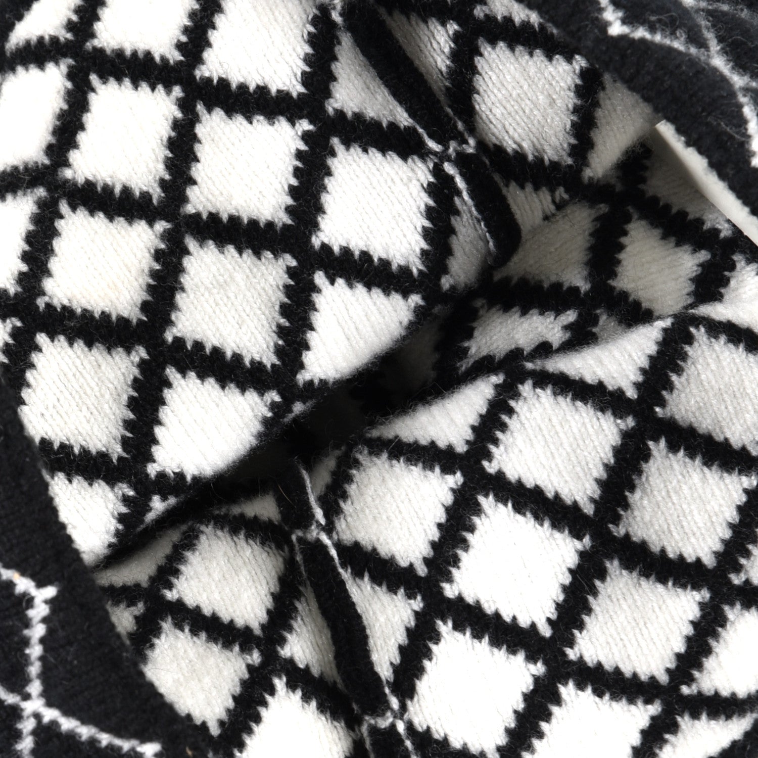 Chanel Cashmere Quilted Logo Beanie Hat Black White 3 of 5
