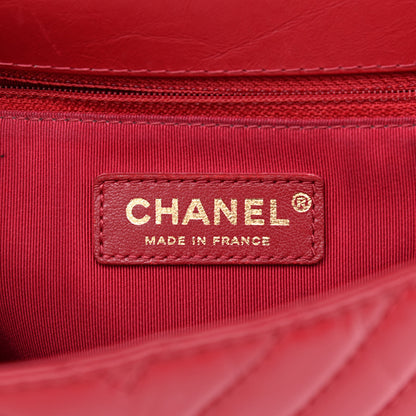Chanel Calfskin Chevron Quilted Top Handle Flap Red 6 of 13