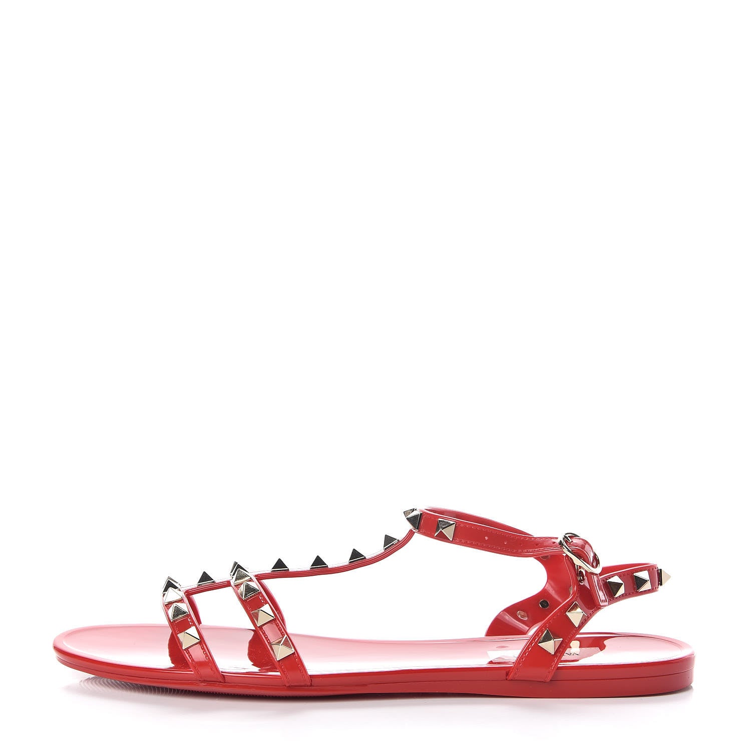 Valentino Garavani PVC Jelly Rockstud Caged Sandals 40 Rouge Pur 1 of 8