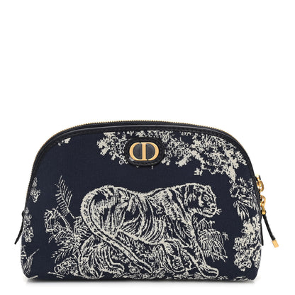 Christian Dior Embroidered Toile De Jouy 30 Montaigne Cosmetic Pouch Blue 1 of 6