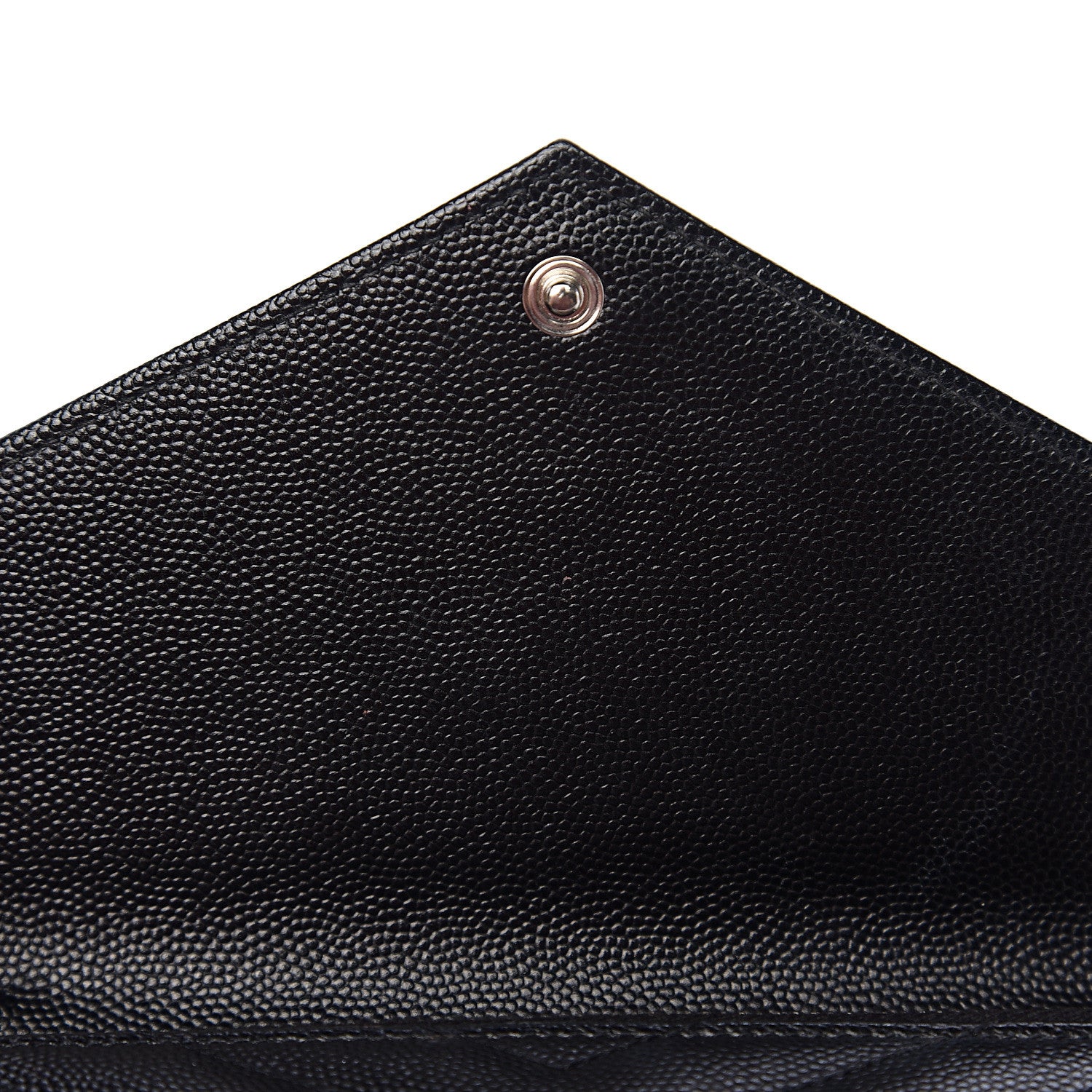 Saint Laurent Grain De Poudre Matelasse Chevron Monogram Envelope Chain Wallet Black 6 of 11