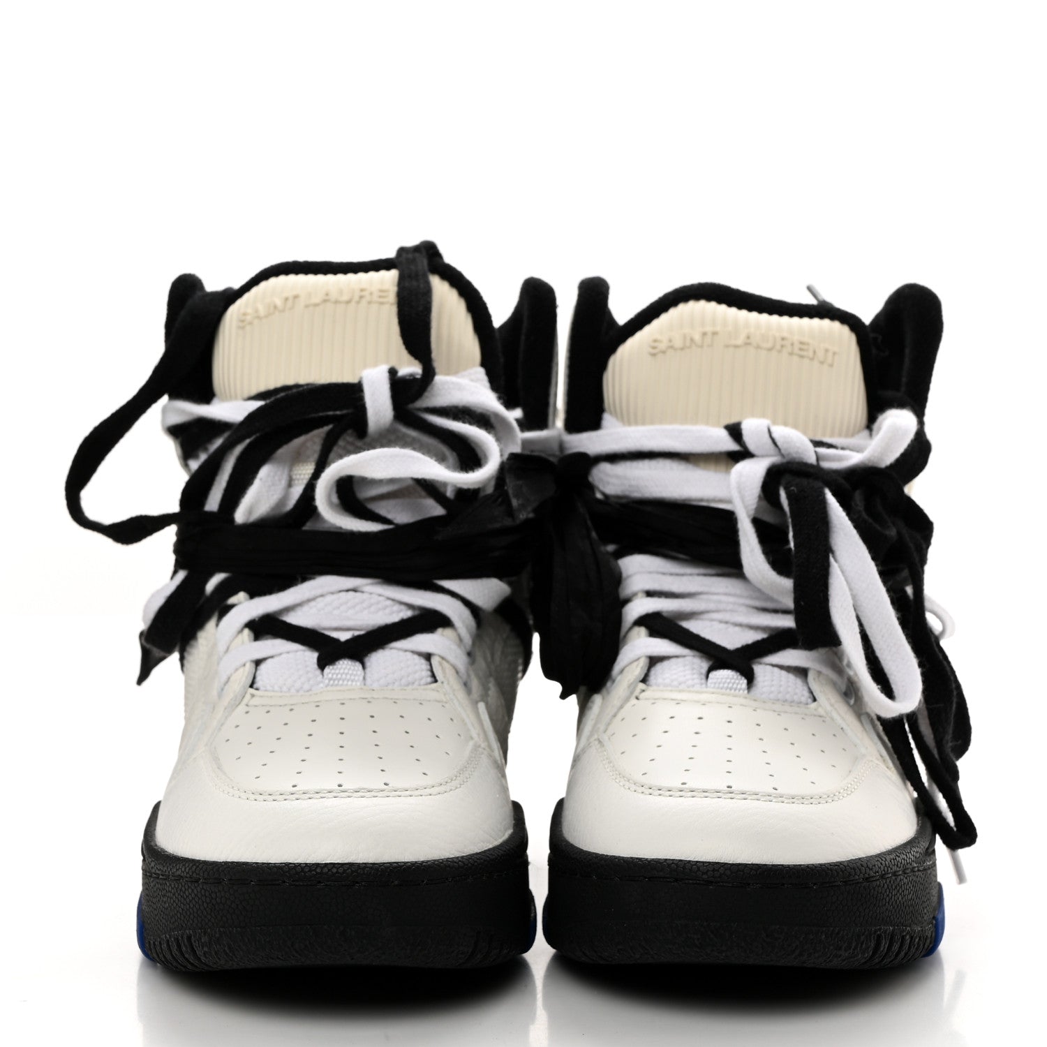 Saint Laurent Calfskin Smith High Top Sneakers 39 White Black 2 of 8