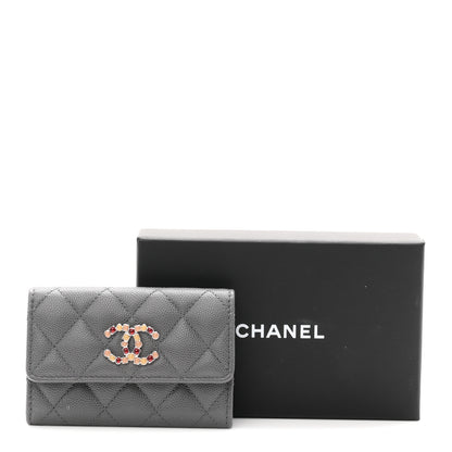 Chanel Shiny Caviar Enamel Quilted CC Flap Card Holder Grey 9 of 9
