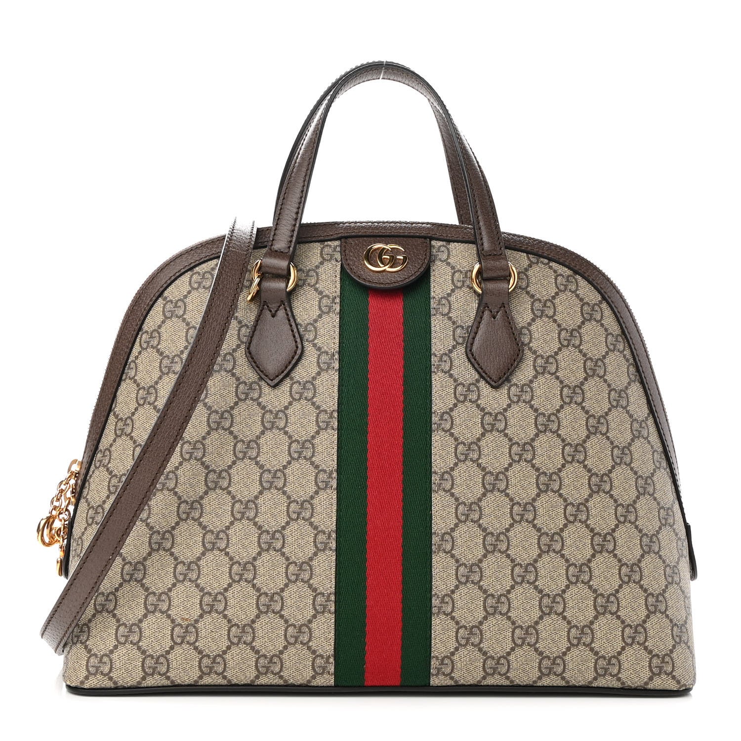 Gucci GG Supreme Monogram Web Medium Ophidia Top Handle Dome Bag Brown 1 of 9