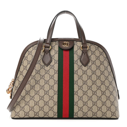 Gucci GG Supreme Monogram Web Medium Ophidia Top Handle Dome Bag Brown 1 of 9