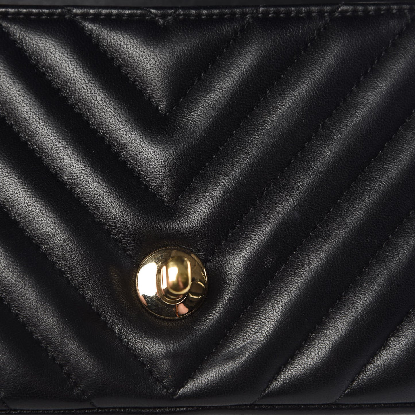 Lambskin Chevron Quilted Mini Rectangular Flap Black