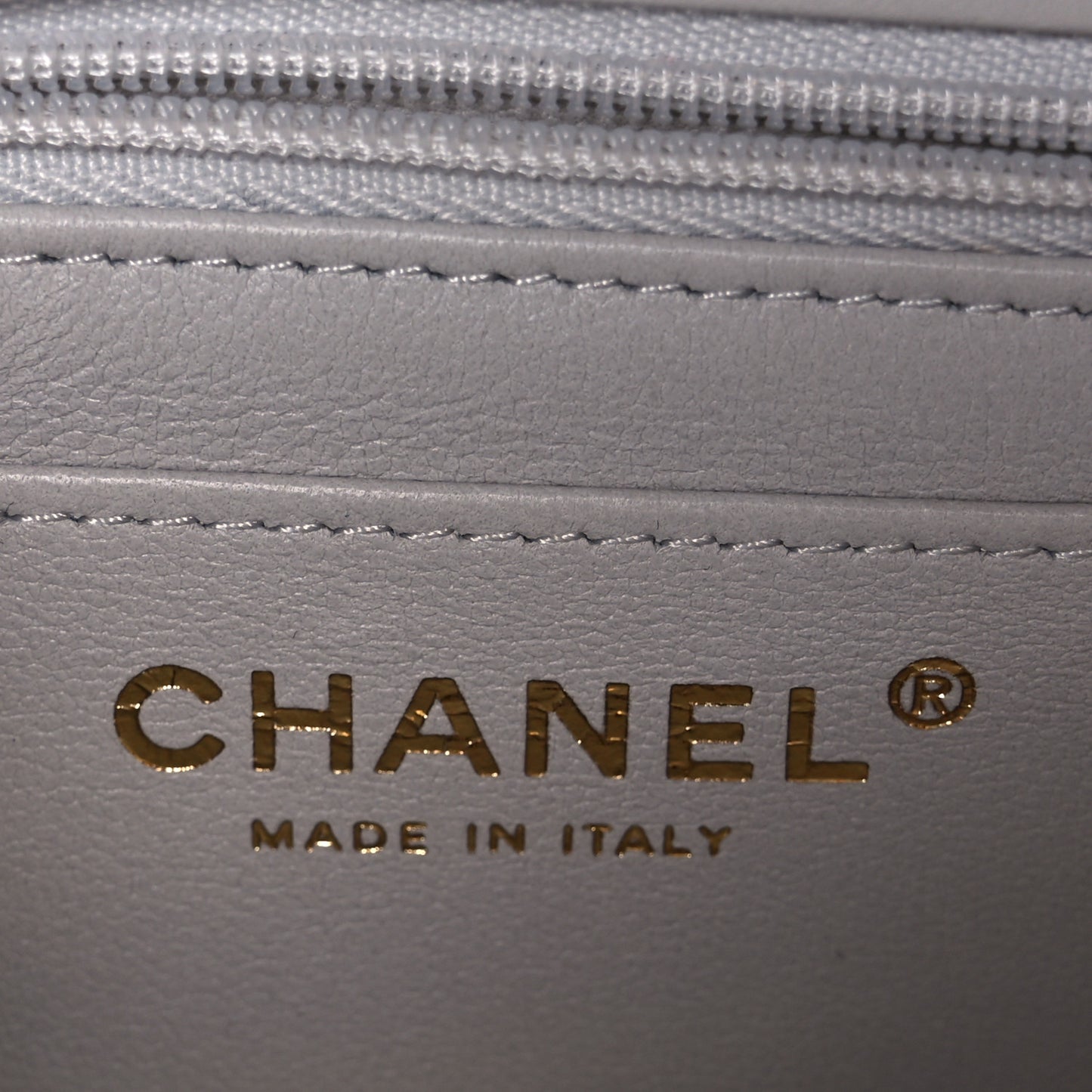 Lambskin Quilted Mini Square Flap Light Grey