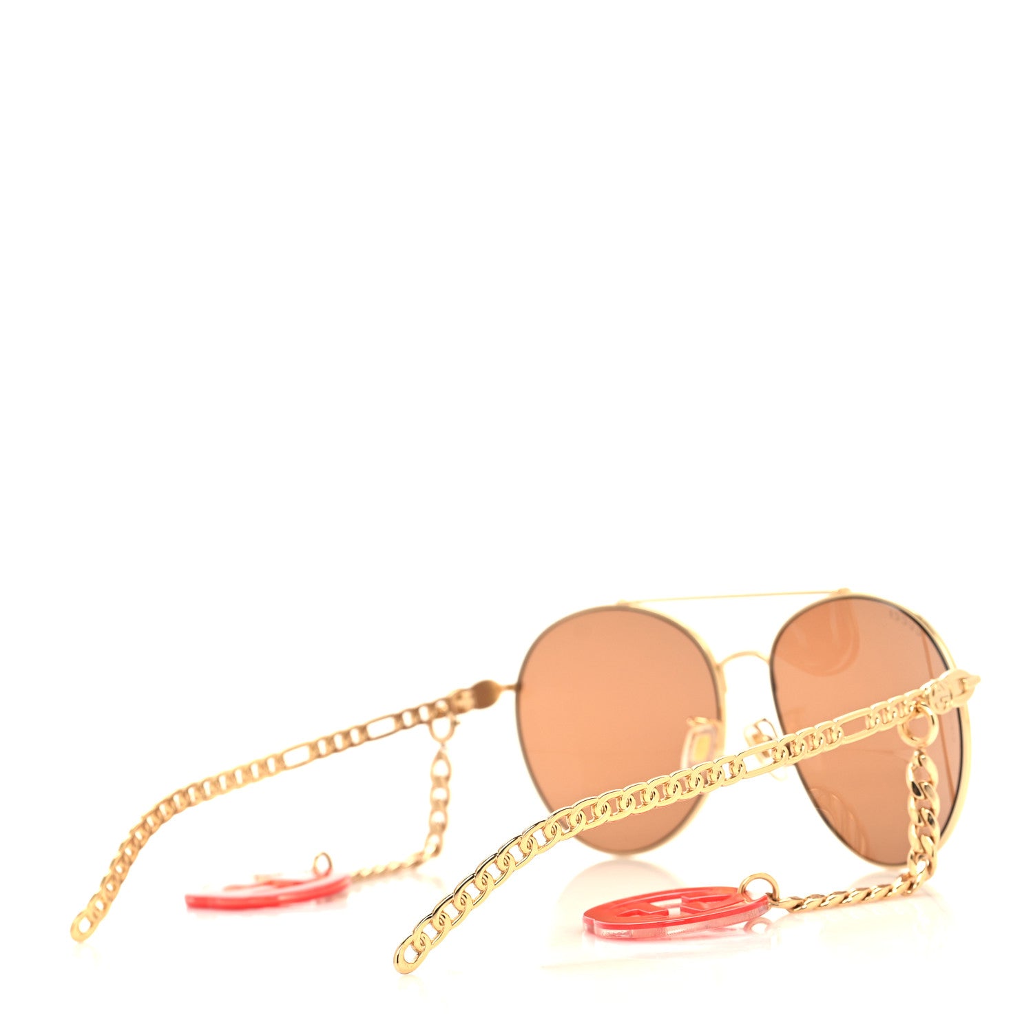 Gucci Aviator Charm Chain Sunglasses GG0725S Gold 4 of 7