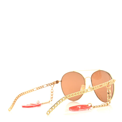 Gucci Aviator Charm Chain Sunglasses GG0725S Gold 4 of 7
