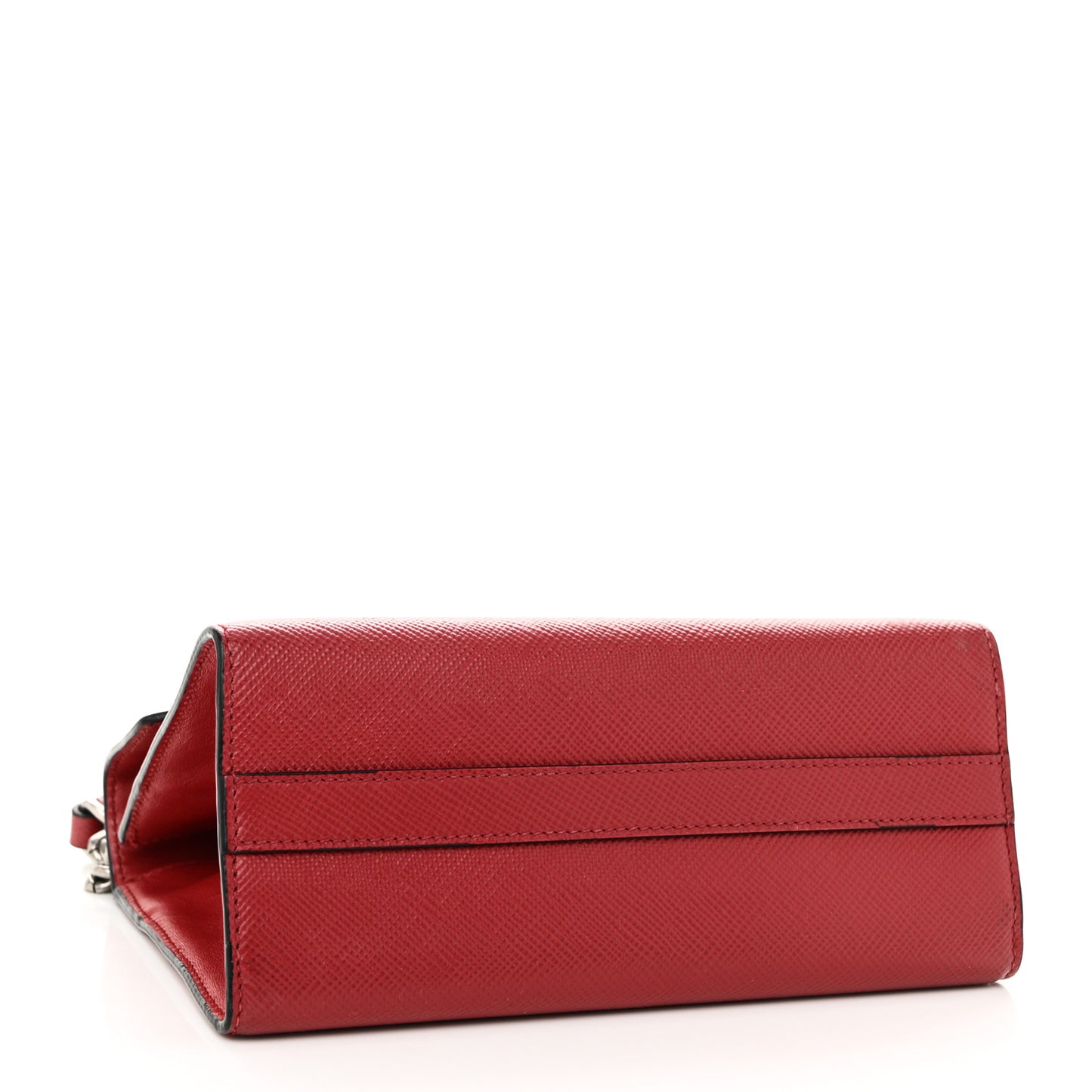 Saffiano Cuir Calfskin Monochrome Envelope Flap Chain Shoulder Bag Fuoco