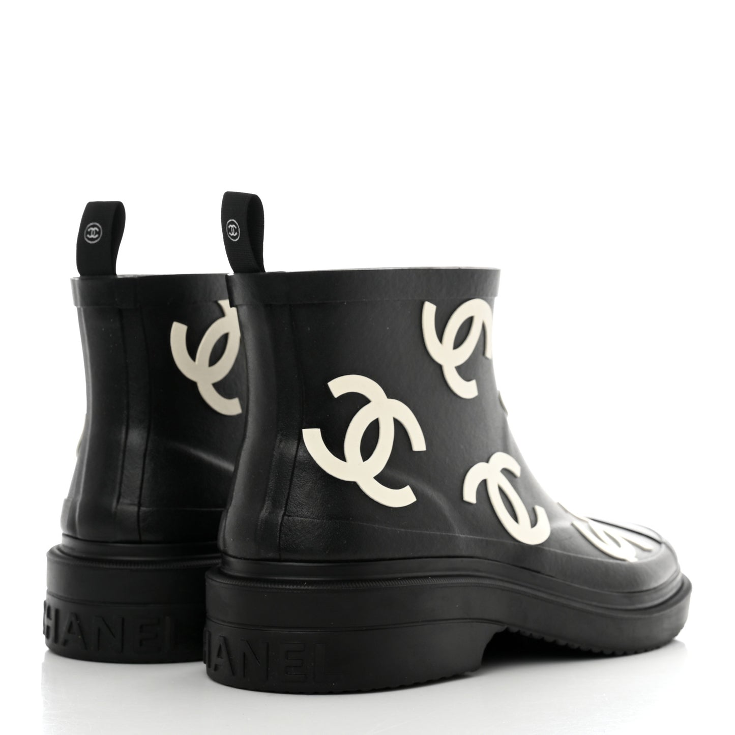 Rubber CC Print Boots 37 Black