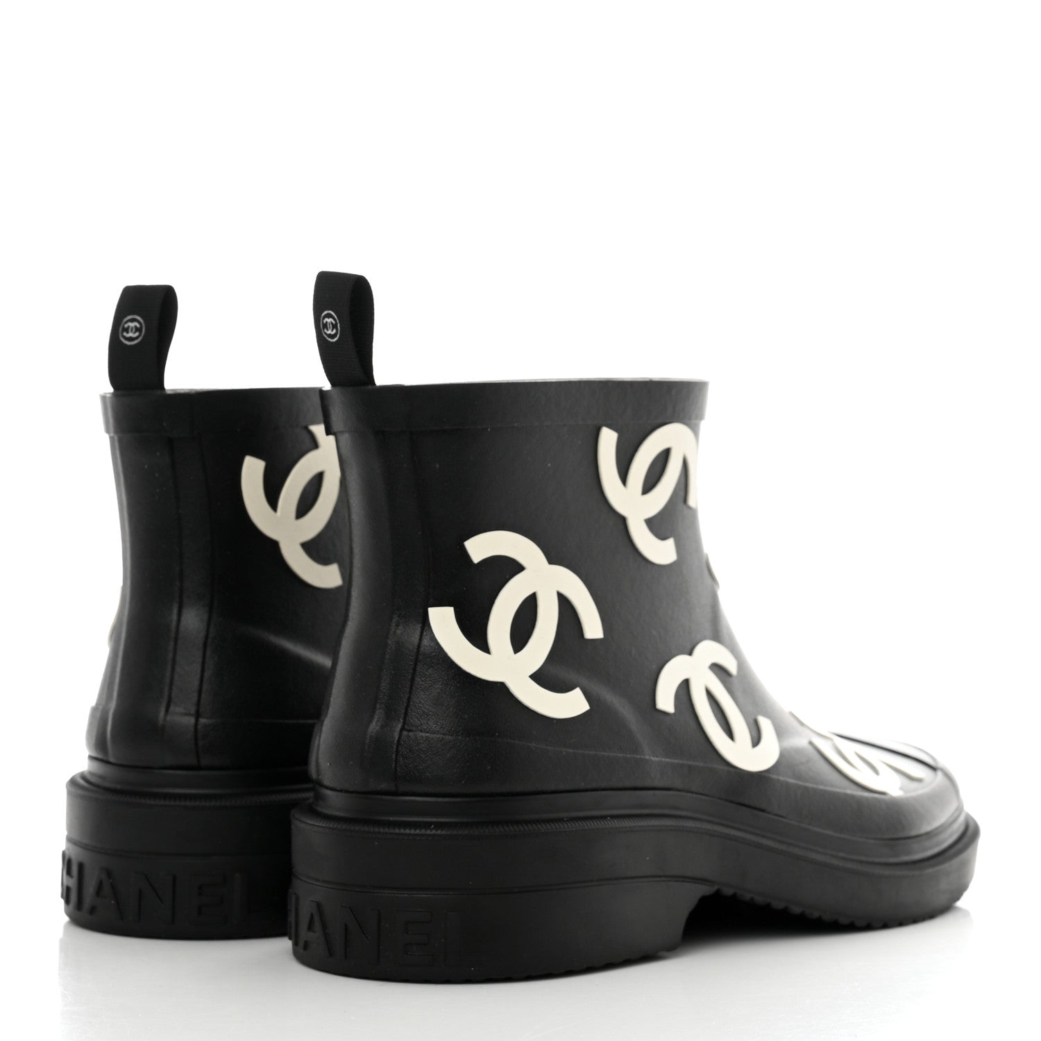 Chanel Rubber CC Print Boots 37 Black 4 of 9