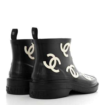 Chanel Rubber CC Print Boots 37 Black 4 of 9