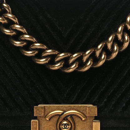 Chanel Velvet Chevron Quilted Small Boy Flap Black 8 of 11