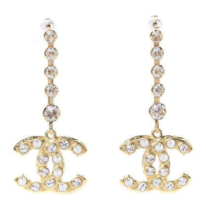Chanel CC Crystal Drop Earrings Gold 1 of 5