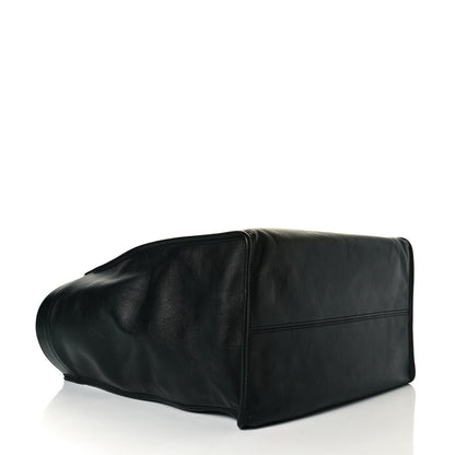 Balenciaga Calfskin Printed Logo Small Market Shopper Tote Black 4 of 7